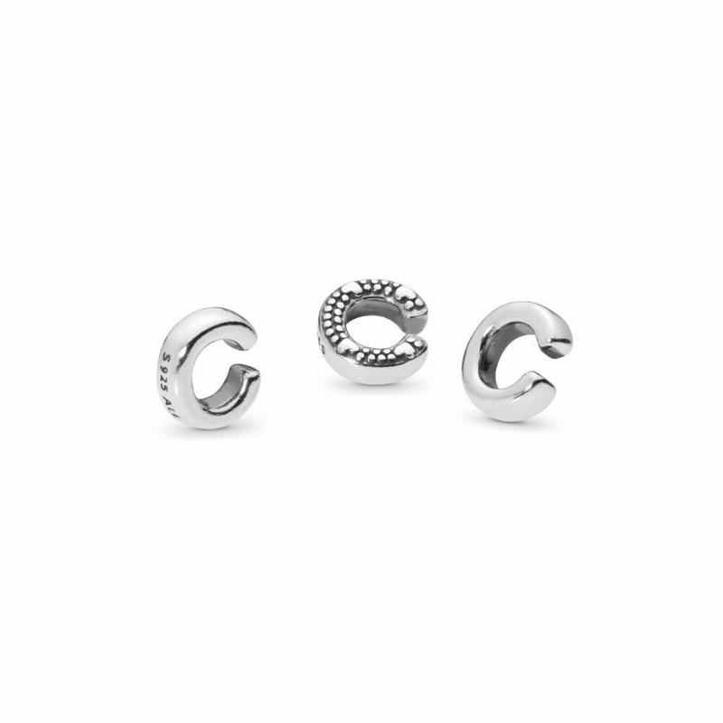 Pandora Letter C Petite Locket Charm Silver Egypt KQ3210985